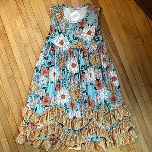 Girls size 10 polyester spandex floral design dress